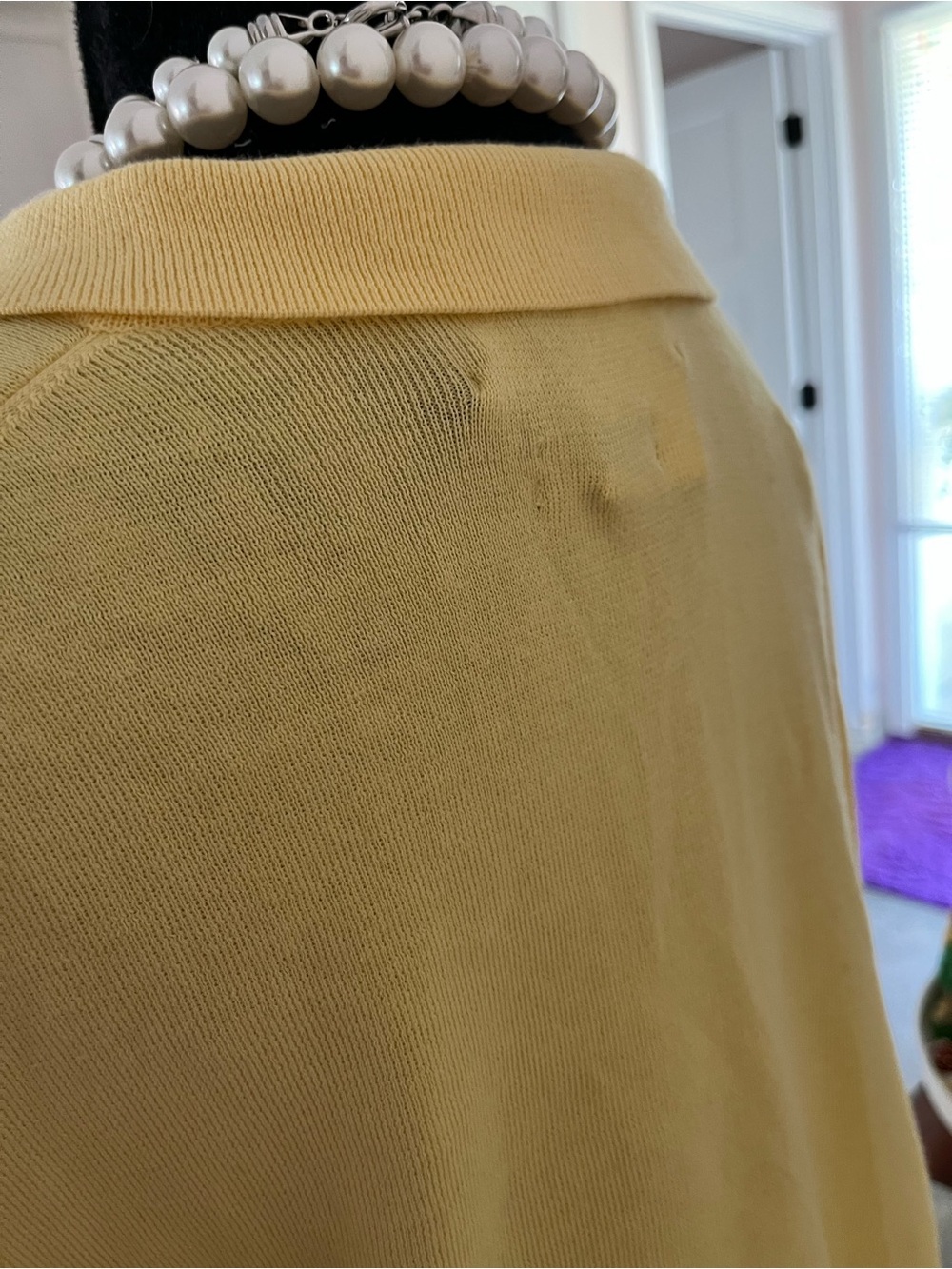 Polo by Ralph Lauren Pale Yellow Cotton Polo-Collar Crew Sweater with Navy Pony - Picture 5 of 7